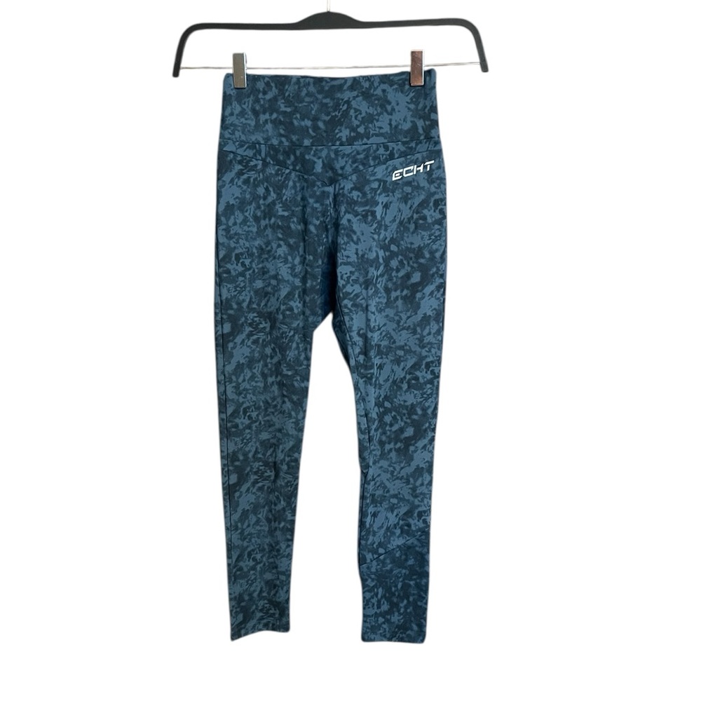 ECHT Blue Camo Leggings Size Small High Waisted Activewear